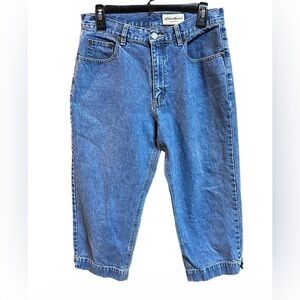 Eddie Bauer Capri Jeans Womens Blue 100% Cotton Mid Rise Classic Casual. Size 10